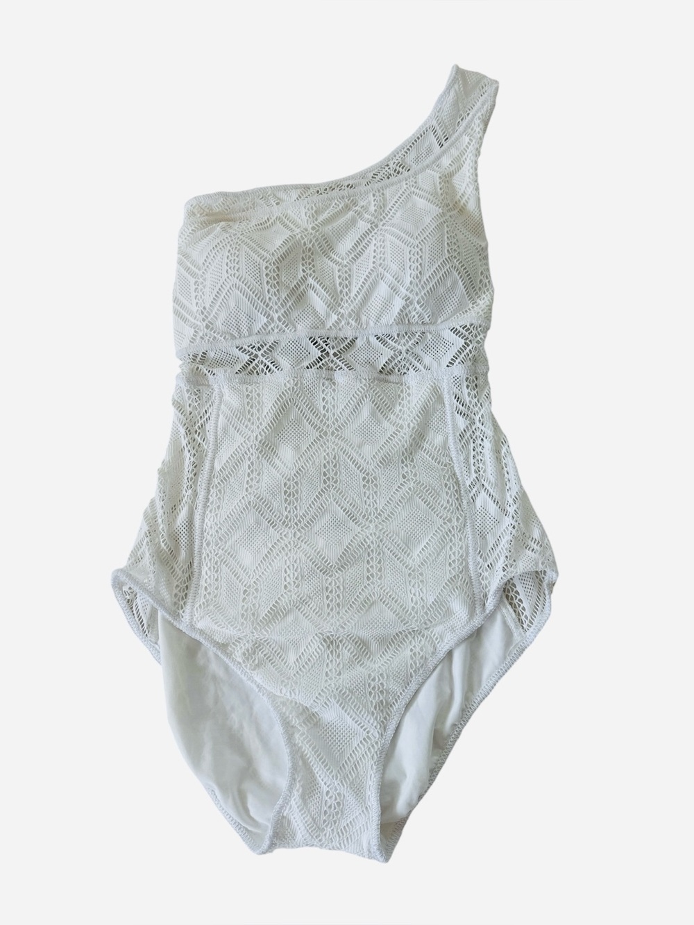 New BECCA Adeline Asymmetrical Crochet One Piece Swimsuit - Picture 6 of 12